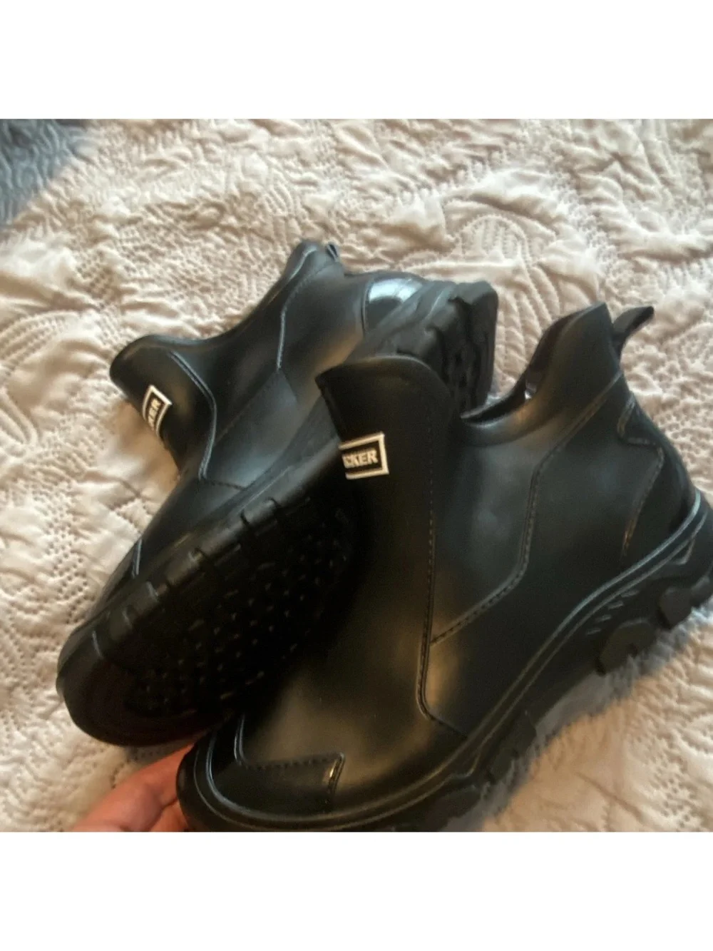 ALBICKER Women's Black Chelsea Rain Boots